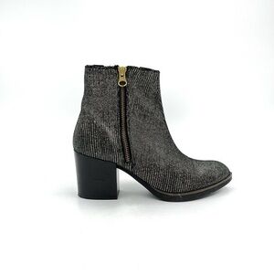 Eric Michael Snake Skin Silver Pewter Leather Heeled Ankle Boots Size 37